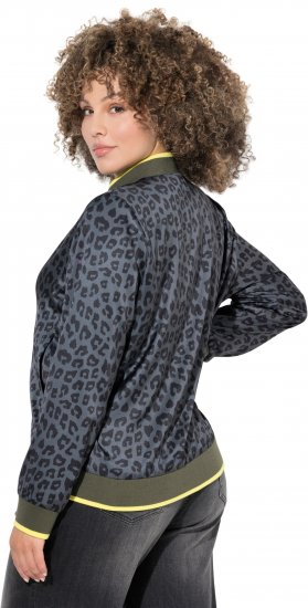 Ulla Popken Reversible Leopard Print College Collar Jacket Olive Grey - Jacken - Damenjacken in großen Größen