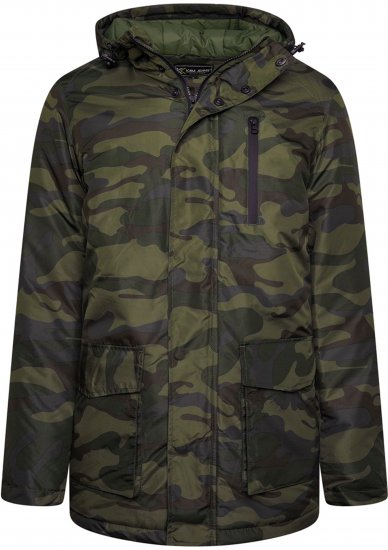Kam Jeans KV143 Camo Print Hooded Coat Khaki - Herren jacken - Herren Jacken in großen Größen