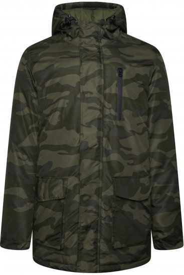 Kam Jeans KV143 Camo Print Hooded Coat Khaki - Herren jacken - Herren Jacken in großen Größen