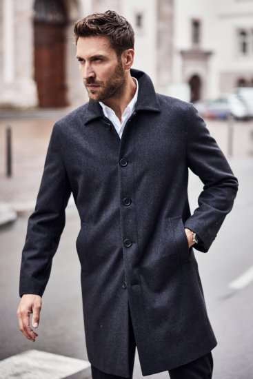 JP1880 Coat Wool Blend Water Repellent Dark Grey - Herren jacken - Herren Jacken in großen Größen
