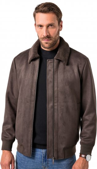 JP1880 Bomber Jacket Faux Leather Dark Brown - Herren jacken - Herren Jacken in großen Größen