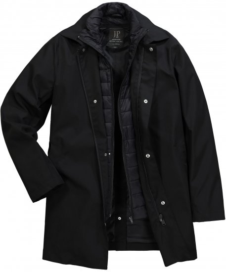 JP1880 Business Coat Zip-out Panel Black - Herren jacken - Herren Jacken in großen Größen