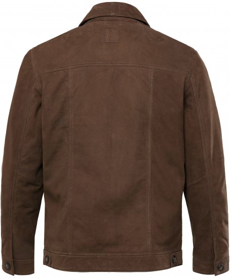 JP1880 Leather Jacket Nubuck Shirt Collar Brown - Herren jacken - Herren Jacken in großen Größen
