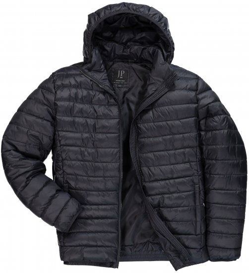 JAY-PI Lightly Quilted Jacket with a Hoodie Black - Herren jacken - Herren Jacken in großen Größen