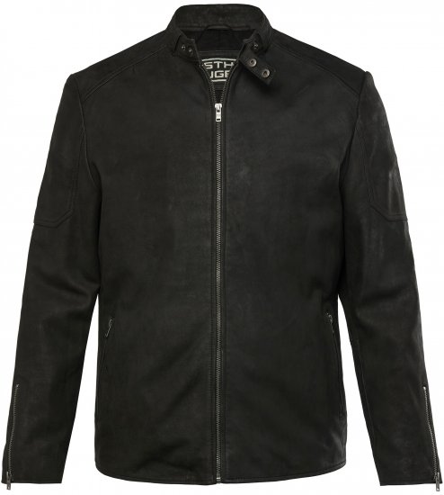 STHUGE Leather Biker Jacket Lamb Nappa Leather Black - Herren jacken - Herren Jacken in großen Größen