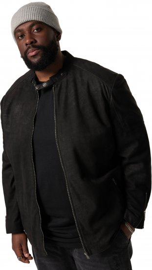 STHUGE Leather Biker Jacket Lamb Nappa Leather Black - Herren jacken - Herren Jacken in großen Größen