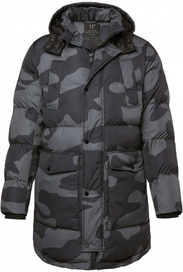 JP1880 Quilted Parka with Camouflage Drawstring Waist Black - Herren jacken - Herren Jacken in großen Größen