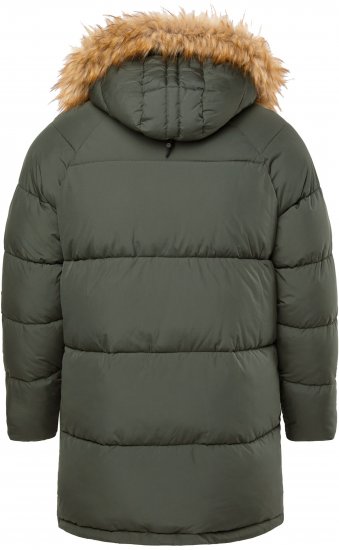 JP1880 Quilted Parka Lightweight and Warm with Faux Fur Hood Dark Green - Herren jacken - Herren Jacken in großen Größen