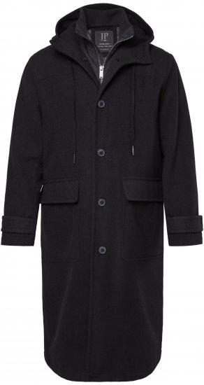 JP1880 Water-repellent Functional Coat with Wool Look Black - Herren jacken - Herren Jacken in großen Größen