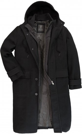 JP1880 Water-repellent Functional Coat with Wool Look Black - Herren jacken - Herren Jacken in großen Größen