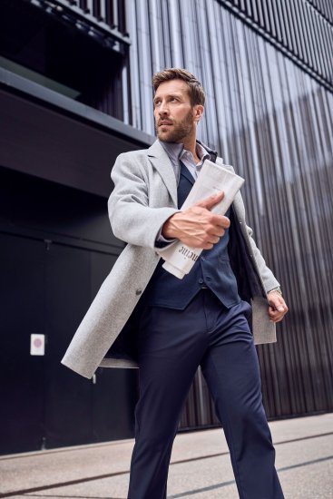 JP1880 Wool Blend Coat with Nylon Insert Grey - Herren jacken - Herren Jacken in großen Größen