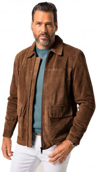 JP1880 Leather Jacket Genuine Cowhide Brown - Herren jacken - Herren Jacken in großen Größen