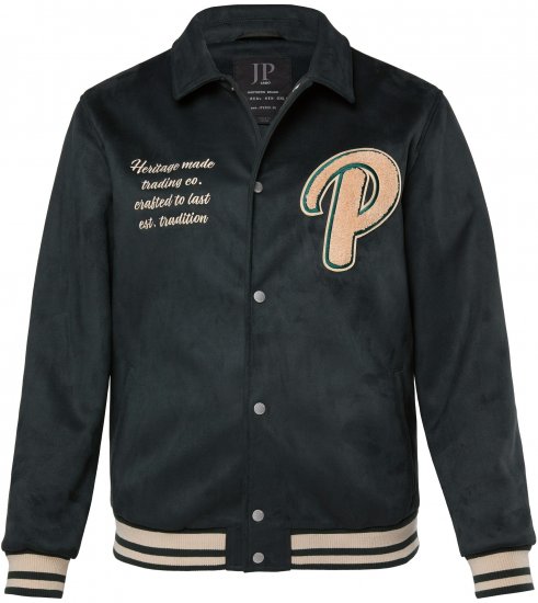 JP1880 Blouson Velour with Chest Embroidery Dark Green - Herren jacken - Herren Jacken in großen Größen