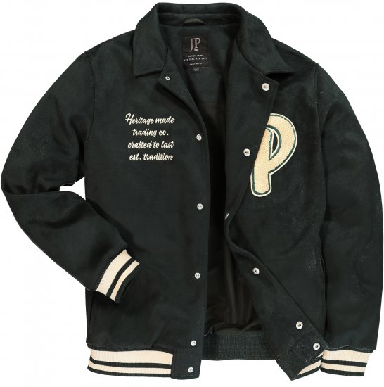 JP1880 Blouson Velour with Chest Embroidery Dark Green - Herren jacken - Herren Jacken in großen Größen