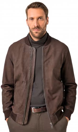 JP1880 Jacket Buffed Nubuck Lamb Leather Brown - Herren jacken - Herren Jacken in großen Größen