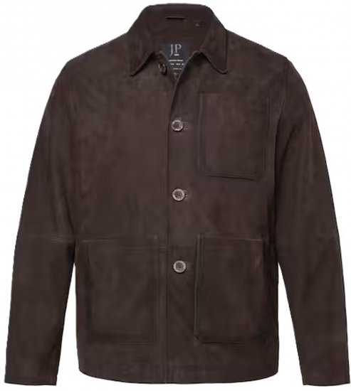 JP1880 Leather Jacket Goat Suede Shirt Collar Dark Brown - Herren jacken - Herren Jacken in großen Größen