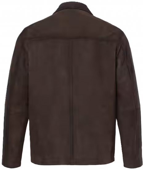 JP1880 Leather Jacket Goat Suede Shirt Collar Dark Brown - Herren jacken - Herren Jacken in großen Größen