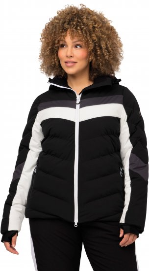 Ulla Popken HYPRAR Chevron Stripe Triple Function Quilted Fully Lined Ski Jacket Black - Jacken - 