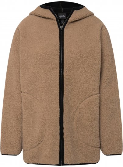 Ulla Popken Long Sleeve Hooded Teddy Jacket Putty - Jacken - 