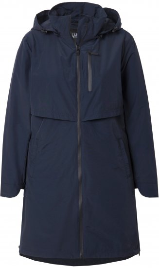 Ulla Popken Hooded with Zippered Pockets and Zippered Side Slits Jacket Navy - Jacken - 