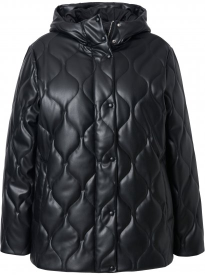 Ulla Popken Faux Leather Quilted Jacket Black - Jacken - Damenjacken in großen Größen