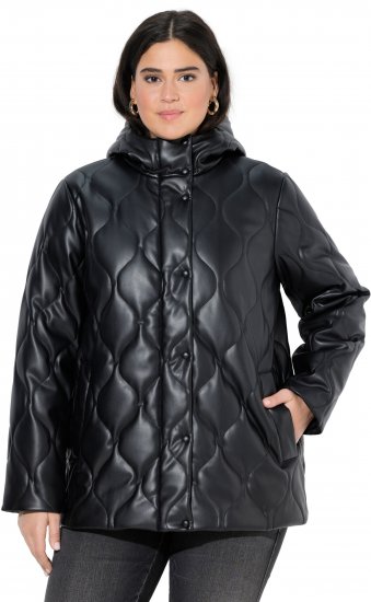 Ulla Popken Faux Leather Quilted Jacket Black - Jacken - Damenjacken in großen Größen