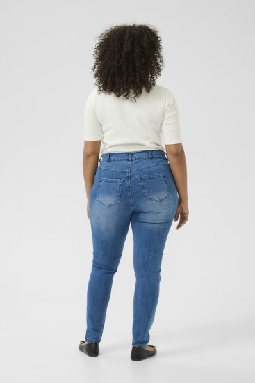 Kaffe Curve Laurina Jeans Washed/Destroyed Blue Denim - Jeans & Hosen in Großen Größen – Plus Size Damenmode - 