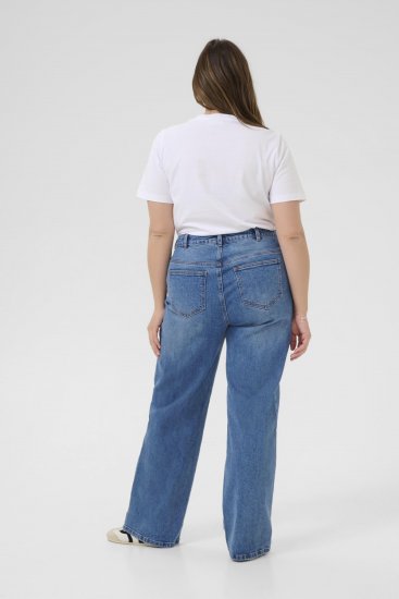 Kaffe Curve Leoana Weite lange Jeans Vintageblau - Jeans & Hosen in Großen Größen – Plus Size Damenmode - 