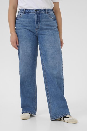 Kaffe Curve Leoana Weite lange Jeans Vintageblau - Jeans & Hosen in Großen Größen – Plus Size Damenmode - 