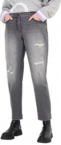 Ulla Popken Distressed Stretch Fit Boyfriend Jeans Dark Denim Blue - Jeans & Hosen in Großen Größen – Plus Size Damenmode - 