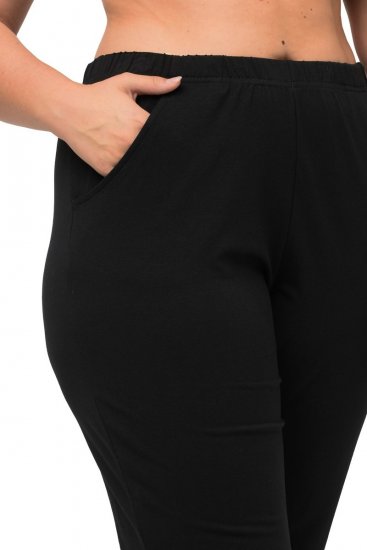 Ulla Popken Bootcut Elastic Waist Cotton French Terry Sport Pants Black - Ulla Popken - Ulla Popken Große Größen