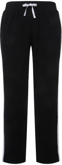 Ulla Popken Side Stripe Adjustable Drawstring Waist Joggers Black - Jeans & Hosen in Großen Größen – Plus Size Damenmode - 