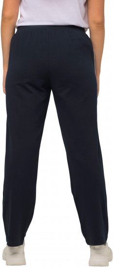 Ulla Popken Side Stripe Adjustable Drawstring Waist Joggers Navy - Jeans & Hosen in Großen Größen – Plus Size Damenmode - 