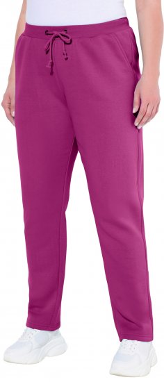 Ulla Popken Basic Drawstring Elastic Waist Cotton Blend Joggers Berry - Jeans & Hosen in Großen Größen – Plus Size Damenmode - 