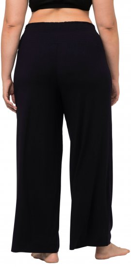 Ulla Popken Wide Leg Smocked Waist Knit Pants Black - Jeans & Hosen in Großen Größen – Plus Size Damenmode - 