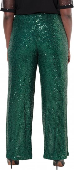 Ulla Popken Wide Leg Sequined Pants Dark Green - Jeans & Hosen in Großen Größen – Plus Size Damenmode - Jeans & Hosen, EU 42–70