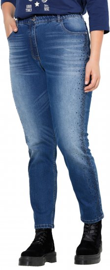 Ulla Popken Rhinestone Detail Stretch Fit Jeans Denim Blue - Jeans & Hosen in Großen Größen – Plus Size Damenmode - 