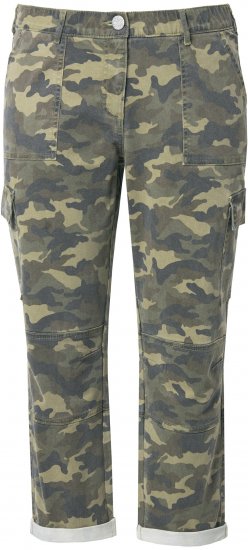 Ulla Popken Camo Boyfriend Pants Olive Grey - Jeans & Hosen in Großen Größen – Plus Size Damenmode - 
