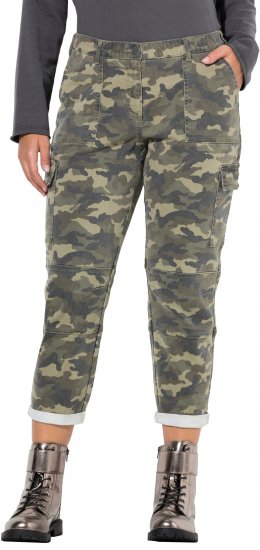 Ulla Popken Camo Boyfriend Pants Olive Grey - Jeans & Hosen in Großen Größen – Plus Size Damenmode - 