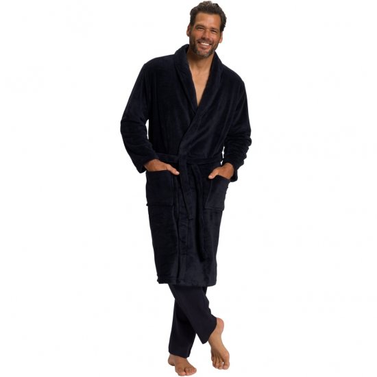 JP1880 Bathrobe with Spacious Patch Pockets Dark Navy - Herrenunterwäsche & bademode - Herrenunterwäsche & Bademode in großen Größen