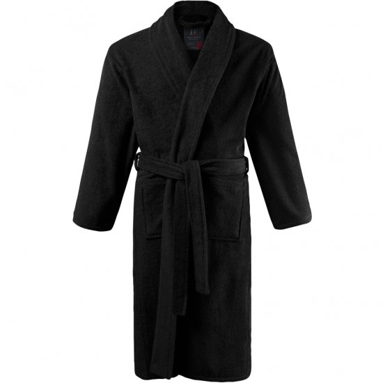 JP1880 Bathrobe Extra Soft Terry Cloth Black - Herrenunterwäsche & bademode - Herrenunterwäsche & Bademode in großen Größen