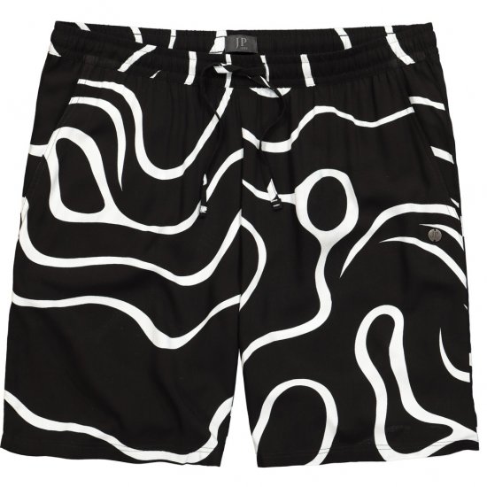 JP1880 Bermuda Shorts Soft Viscose All-over Print Black - Herrenshorts in großen Größen - Herrenshorts in großen Größen