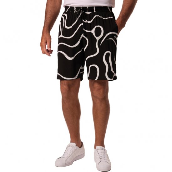 JP1880 Bermuda Shorts Soft Viscose All-over Print Black - Herrenshorts - Herrenshorts in großen Größen