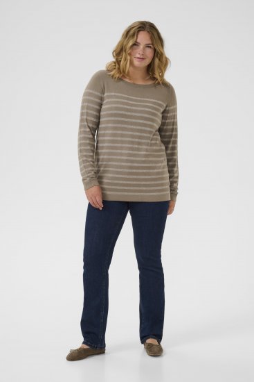Kaffe Curve Linia Boatneck Pullover Morel Melange with Silver Lurex - Strickpullover - 