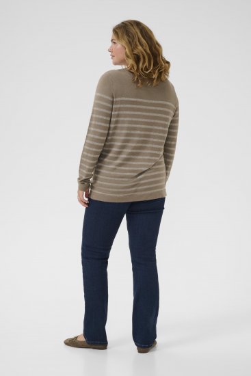 Kaffe Curve Linia Boatneck Pullover Morel Melange with Silver Lurex - Strickpullover - 