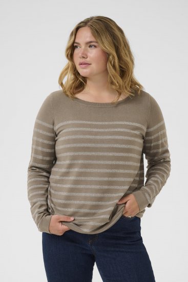 Kaffe Curve Linia Boatneck Pullover Morel Melange with Silver Lurex - Strickpullover - 