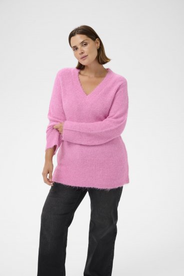 Kaffe Curve Emilia Pullover Pink Power Melange - Strickpullover - 