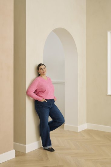 Kaffe Curve Emilia Pullover Pink Power Melange - Strickpullover - 