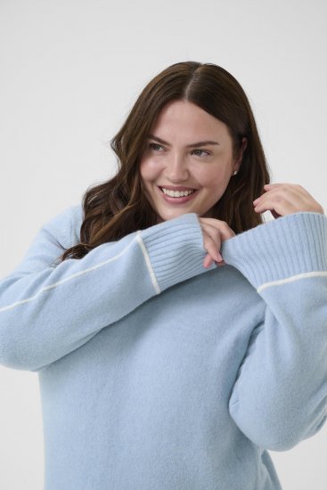 Kaffe Curve Jina Knit Pullover Powder Blue Melange - Strickpullover - 