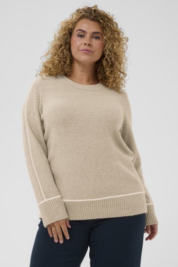 Kaffe Curve Jina Knit Pullover Feather Grey Melange - Strickpullover - 